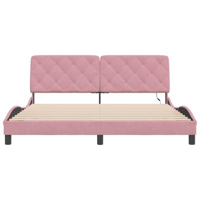 Bedframe met LED zonder matras fluweel roze 200x200 cm - thumbnail