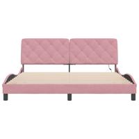 Bedframe met LED zonder matras fluweel roze 200x200 cm - thumbnail