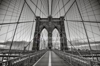 Schilderij - Brooklyn Bridge Zwart Wit, New York, 3 maten , Premium print - thumbnail