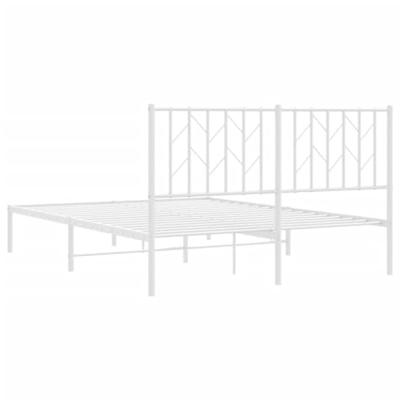 Bedframe met hoofdbord metaal wit 140x190 cm