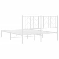 Bedframe met hoofdbord metaal wit 140x190 cm - thumbnail