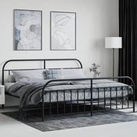 Bedframe met hoofd- en voeteneinde metaal zwart 193x203 cm - thumbnail