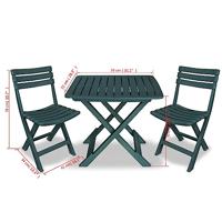 3-delige Bistroset inklapbaar kunststof groen - thumbnail