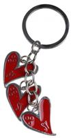 LG Imports sleutelhanger hartjes meisjes 6 cm staal rood - thumbnail