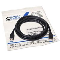Nanocable 10.01.1002-BK - USB 3.0 kabel, type A/M-A/M, mannelijk, zwart, 2,0 mts - thumbnail
