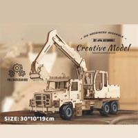 Kiepwagen met Graafarm 177-delig Houten DIY Modelbouw - thumbnail