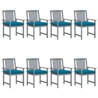 Tuinstoelen 8 st met kussens massief acaciahout grijs - thumbnail