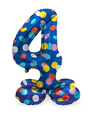 Folat BV Staande folieballon colorful dots cijfer 4 - 72cm Folat BV Staande folieballon colorful dots cijfer 4 - 72cm