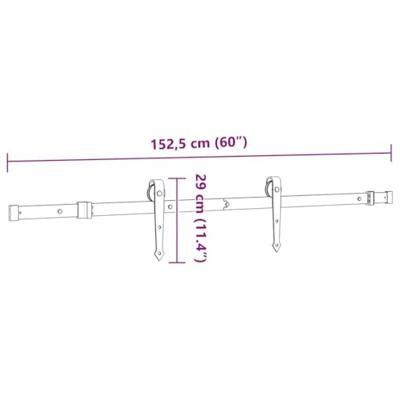 Doos met onderdelen voor schuifdeur 152,5 cm staal zwart