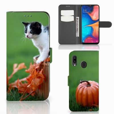 Samsung Galaxy A30 | Telefoonhoesje | Met pasjeshouder | Kitten