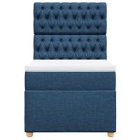 Boxspring met matras stof blauw 90x190 cm - thumbnail