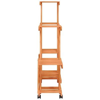 Plantenstandaard met wielen 95x25x101 cm massief vurenhout