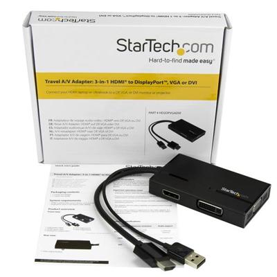 .com AV reisadapter 3-in-1 HDMI naar DisplayPort VGA of DVI - HDMI adapter - 1920 x 1200 - Videoconverter - HDMI - DVI, DisplayPort, VGA - voor PN: DKT30CSDHPD3, SV211HDUC