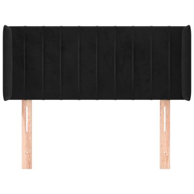 Hoofdbord met randen 147x16x118/128 cm fluweel zwart - thumbnail