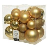 Decoris kerstballen set Plastic 26st licht goud 6-8-10cm - thumbnail
