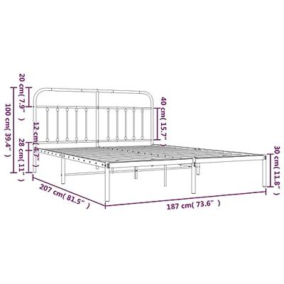 Bedframe met hoofdbord metaal wit 180x200 cm Bedframe met hoofdbord metaal wit 180x200 cm