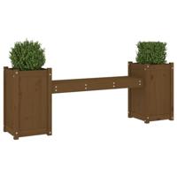 Bankje met plantenbakken 180x36x63 cm grenenhout honingbruin - thumbnail