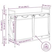 Wasmand 2 vakken met plank grijs sonoma eiken - thumbnail