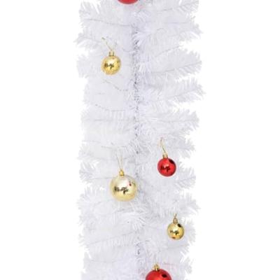 VidaXL Kerstslinger versierd met kerstballen 5 m wit VidaXL Kerstslinger versierd met kerstballen 5 m wit