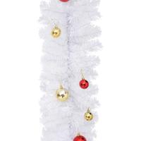 VidaXL Kerstslinger versierd met kerstballen 5 m wit - thumbnail