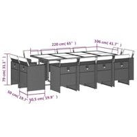 13-delige Tuinset met kussens poly rattan zwart - thumbnail