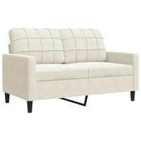 2-delige Loungeset met kussens en bolsters fluweel crèmekleurig - thumbnail