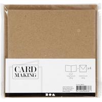 Creativ Company Kaarten en enveloppen, afmeting kaart 15,2x15,2 cm, afmeting envelop 16x16 cm, 230 gr, naturel, 4 set/ 1 doos - thumbnail