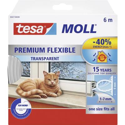 tesa PREMIUM FLEXIBLE 05417-00200-02 Afdichtingstape tesamoll Transparant (l x b) 6 m x 9 mm 1 stuk(s) tesa PREMIUM FLEXIBLE 05417-00200-02 Afdichtingstape tesamoll Transparant (l x b) 6 m x 9 mm 1 stuk(s)