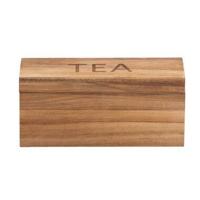 Theedoos - naturel acaciahout - 6-vaks - 10x22,5x9 cm - Leen Bakker - thumbnail