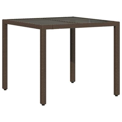 3-delige Tuinset met kussens poly rattan en glas bruin