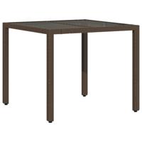 3-delige Tuinset met kussens poly rattan en glas bruin - thumbnail