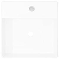 VidaXL Luxe wastafel met overloop en kraangat vierkant keramiek 41x41 cm - thumbnail