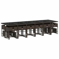 17-delige Tuinset met kussens poly rattan bruin - thumbnail