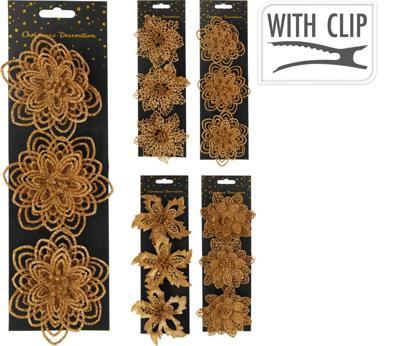 Bloem op clip glitter set3 goud Nampook - Nampook