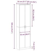 Kledingkast met plank Betongrijs 55 x 25 x 189 cm Bewerkt hout - thumbnail