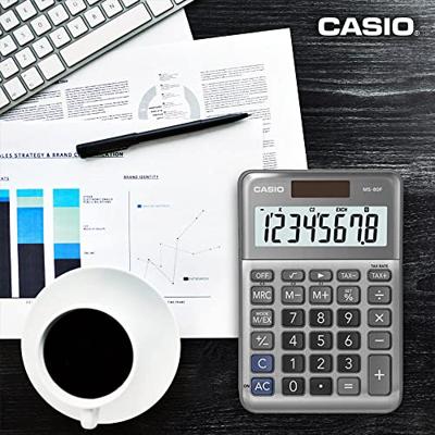 Casio MS-80F Bureaurekenmachine Grijs Aantal displayposities: 8 werkt op batterijen, werkt op zonne-energie (b x h x d) 101 x 148.5 x 27.6 mm Casio MS-80F Bureaurekenmachine Grijs Aantal displayposities: 8 werkt op batterijen, werkt op zonne-energie (b x h x d) 101 x 148.5 x 27.6 mm