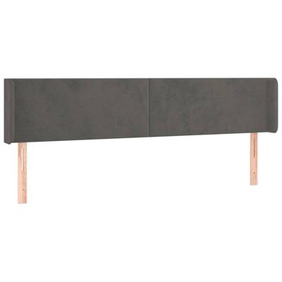 Hoofdbord met randen 163x16x78/88 cm fluweel donkergrijs