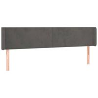 Hoofdbord met randen 163x16x78/88 cm fluweel donkergrijs - thumbnail