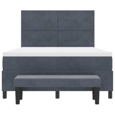 Boxspring Bed met Matras & Bank Donkergrijs 160x200 cm Fluweel