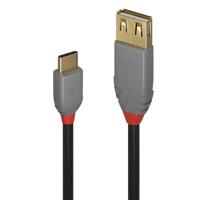 LINDY 36897 0,15 m USB 2.0 type C aan A adapterkabel, antraciet - thumbnail