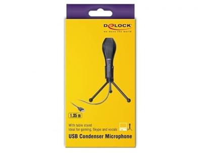 DeLOCK usb condenser microfoon (zwart, met tafel standaard)