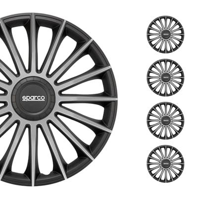 4-Delige Sparco Wieldoppenset Treviso 16-inch zwart/zilver SP1693BKSV