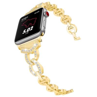 8-vormige VO Diamond-bezaaid Solid RVS polsband horlogeband voor Apple Watch serie 3 & 2 & 1 38mm (goud) 8-vormige VO Diamond-bezaaid Solid RVS polsband horlogeband voor Apple Watch serie 3 & 2 & 1 38mm (goud)
