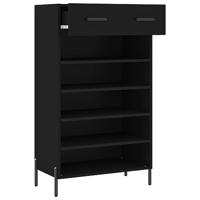 Schoenenkast 60x35x105 cm bewerkt hout zwart - thumbnail