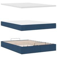 Ottoman bed met matras en LED's 140x200cm stof blauw - thumbnail