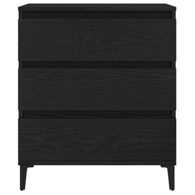 Dressoir met lade Zwart eiken 60 x 35 x 70 cm Bewerkt hout