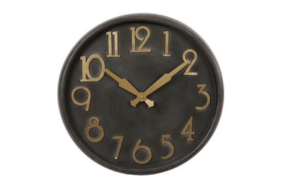 Wandklok metaal zwart/goud dia40x10cm