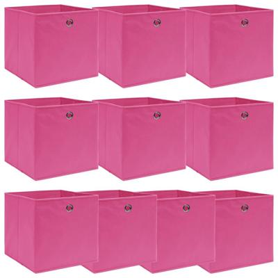 Opbergboxen 10 st 32x32x32 cm stof roze Opbergboxen 10 st 32x32x32 cm stof roze