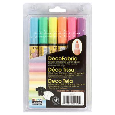 Deco Textielstift, lijndikte 3 mm, neon kleuren, 6 stuk/ 1 doos