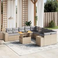 11-delige Tuinset met kussens poly rattan beige - thumbnail